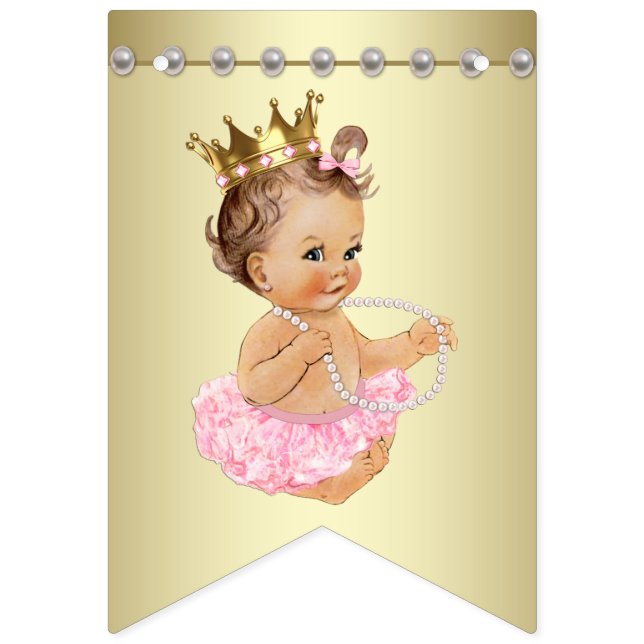Banderines Pink and Gold Ballerina Pearls Baby Shower (Primera bandera)