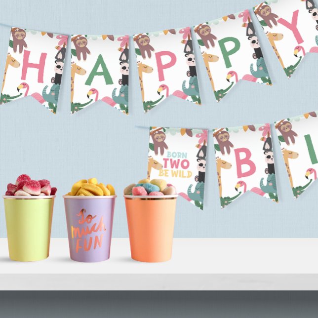 Banderines Pink Born Two Be Wild Birthday (Subido por el creador)