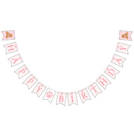 Banderines Pink Bow Golden Doodle Birthday Banner Flags