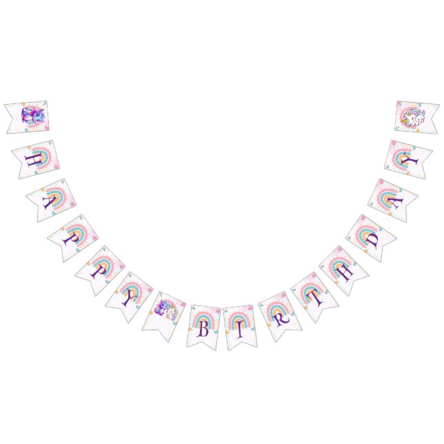 Banderines Pink Cute Magical Unicornio dinosaurios Fiesta de  (Todo)