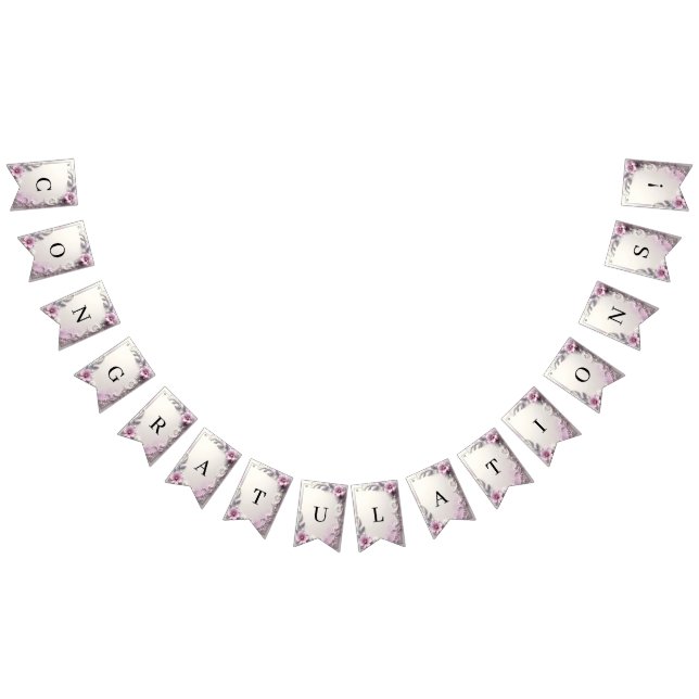 Banderines Pink Floral Frame Bunting Flag (Todo)