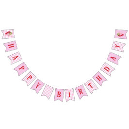 Banderines Pink Gingham Checker Strawberry Birthday