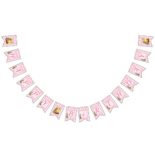 Banderines Pink Gingham Happy Birthday