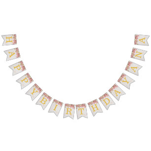 Banderines Pink Happy Birday 3 Letra Nombre Orchids Chica Ana