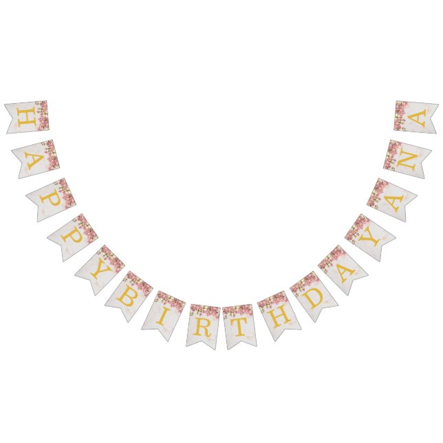 Banderines Pink Happy Birday 3 Letra Nombre Orchids Chica Ana (Todo)