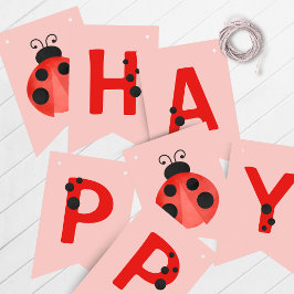 Banderines Pink Ladybug Happy Birthday Bunting Banner