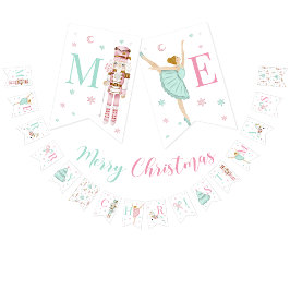 Banderines Pink nutcracker alegre banner navideño