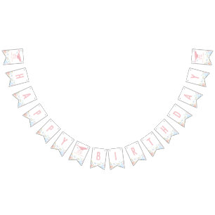 Banderines Pink Oneder The Sea Ocean Animals 1er cumpleaños