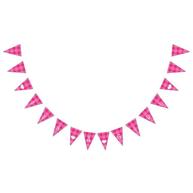 Banderines Pink Plaid its a Chica Baby Shower Bunting (Todo)