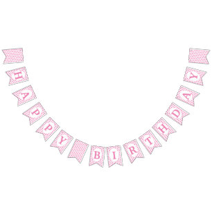 Banderines Pink polka dots Feliz cumpleaños