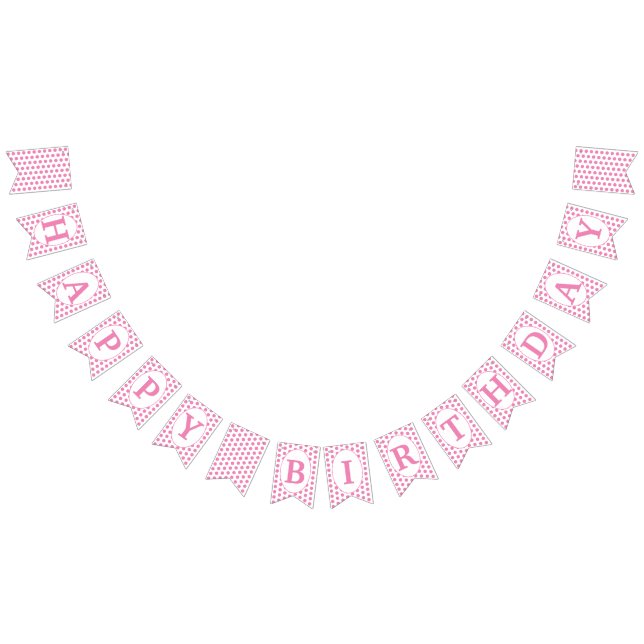 Banderines Pink polka dots Feliz cumpleaños (Todo)