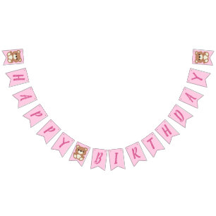 Banderines Pink Teddy Bear Baby Birday Party