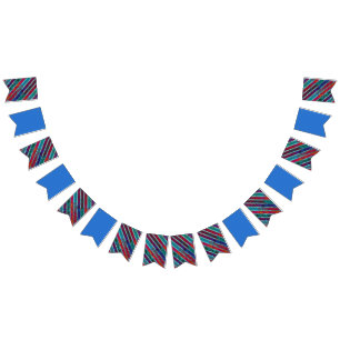 Banderines Pinstripe Diseño Contemporáneo Azul / Azul Vino