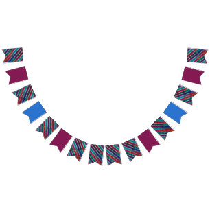 Banderines Pinstripe Diseño Contemporáneo Azul Vino / Mezcla