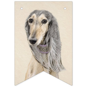 Banderines Pintado Saluki (Amanecer) - Arte Perro Original Cu