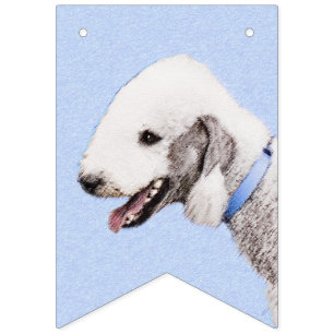 Banderines Pintura de Bedlington Terrier - Original Perro Art