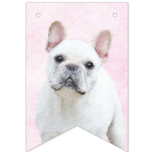 Banderines Pintura de Bulldog francés (crema/blanco) - Arte d