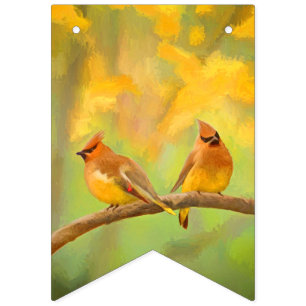 Banderines Pintura de cedro Waxwing - Arte de perro original 