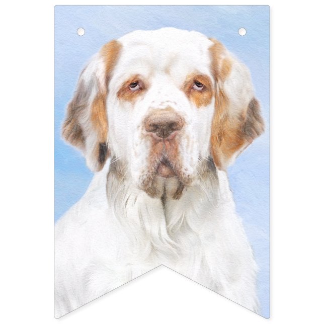 Banderines Pintura de Clumber Spaniel - Arte de Perro Origina (Primera bandera)