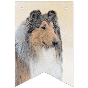 Banderines Pintura de Collie (Rough) - Arte de Perro Original