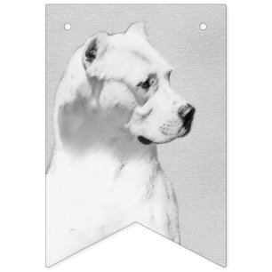Banderines Pintura de Dogo Argentino - Arte original del perr