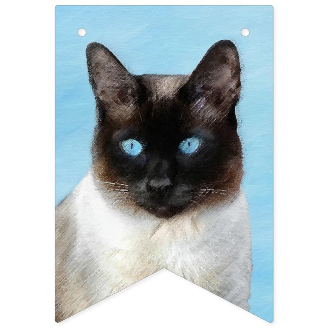 Banderines Pintura de gatos siamesa - Arte de gatos original  (Decimosexta bandera)