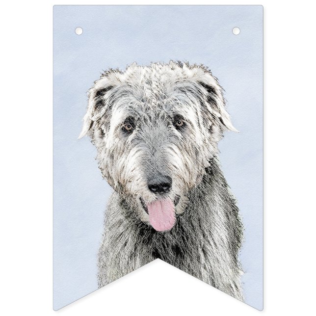 Banderines Pintura de lobo irlandesa - Arte de perro original (Primera bandera)