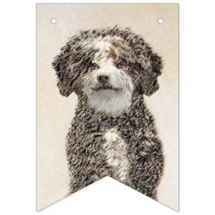 Banderines Pintura de Perro de Agua Español - Arte Perro Orig