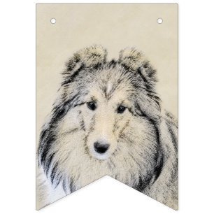 Banderines Pintura de perro pastelero de Shetland - Arte de p