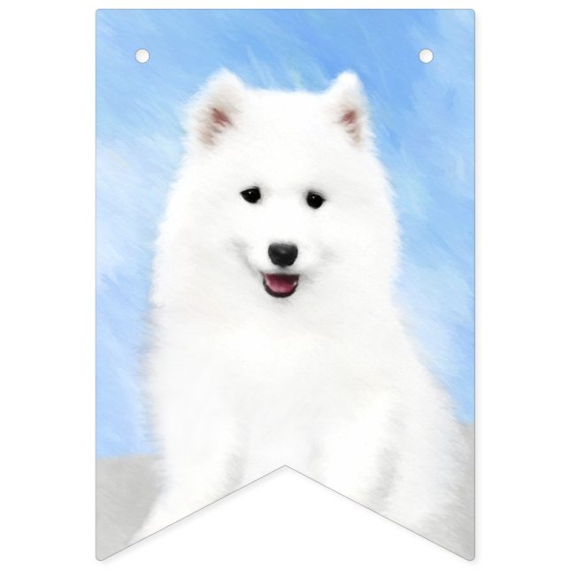 Banderines Pintura de pimienta de Samoyed - Arte Perro Origin (Primera bandera)