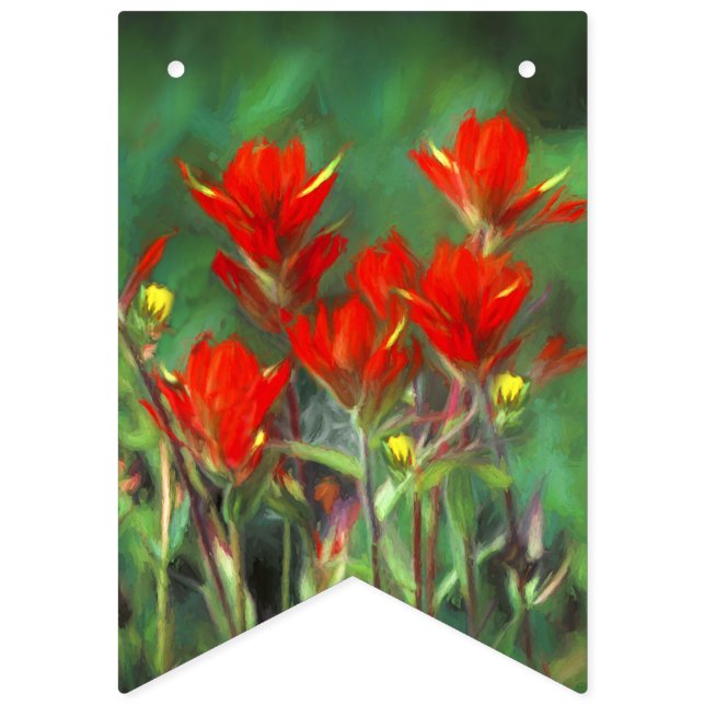 Banderines Pintura de pincel indio - Arte de flores original (Primera bandera)