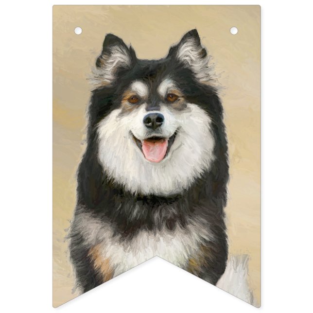 Banderines Pintura finlandesa de Lapphund - Arte de Perro ori (Primera bandera)