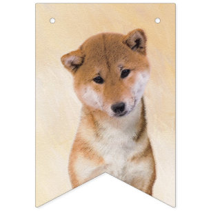 Banderines Pintura (roja) de Shiba Inu - arte original del