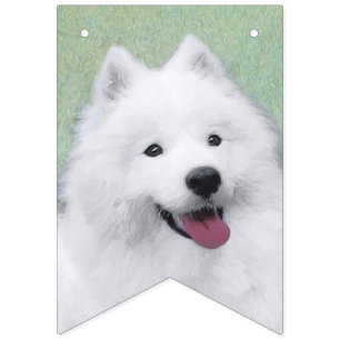 Banderines Pintura Samoyed - Arte Perro Original Cuto