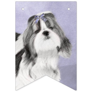 Banderines Pintura Shih Tzu - Arte original del perro.