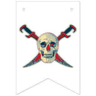 Banderines Pirata (cráneo) - Bunting Personalizado Fiesta Swa