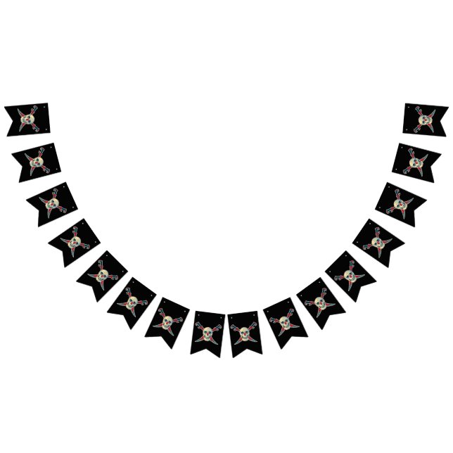 Banderines Pirata (cráneo) - Bunting Personalizado Fiesta Swa (Todo)