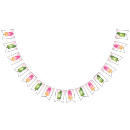 Banderines Popsicle Rosa y Verde Feliz Cumpleaños