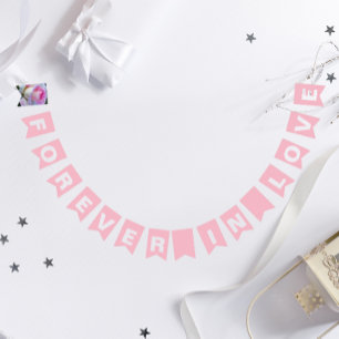 Banderines Por siempre enamorado Boda rosa simple