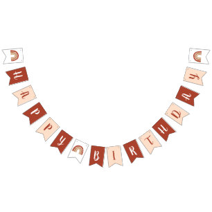 Banderines Primer cumpleaños de Terracotta Boho Rainbow Clou