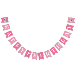 Banderines Primer cumpleaños Pink Happy Birday Fairy