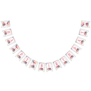 Banderines Primer cumpleaños - Regalos de acuarela y globos -