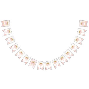 Banderines Princesa Real de Oro Rosa Feliz cumpleaños