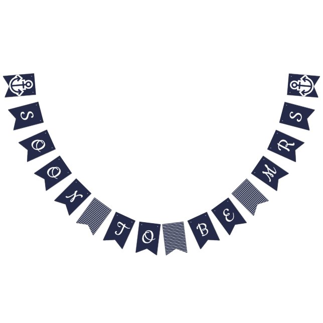 Banderines Pronto Será La Sra. Nautical Bunting (Todo)