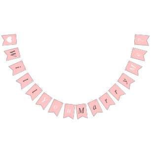 Banderines Propuesta personalizada rosa en casa ¿Te casarás c