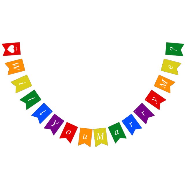 Banderines Propuesta personalizado LGBTQ Te Casarás Conmigo A (Todo)