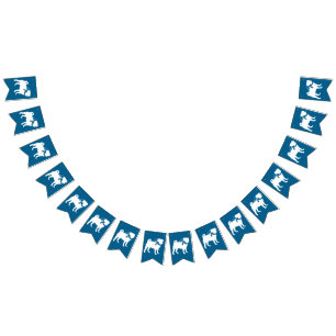 Banderines Pug Dog Baby Shower Boy Blue con Bow