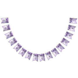 Banderines Purple Flowers with Dangling Pearls Bunting Flag