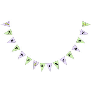 Banderines Purple Green Crayon Art Suministros de cumpleaños