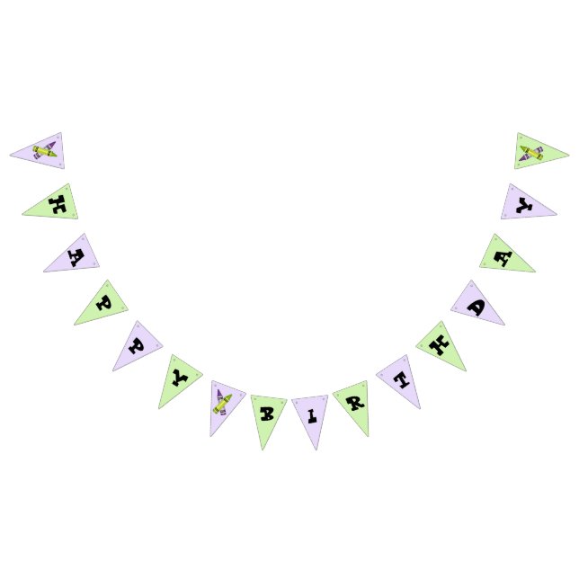 Banderines Purple Green Crayon Art Suministros de cumpleaños (Todo)